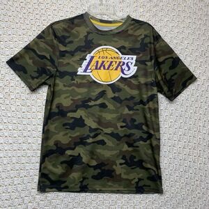 Los Angeles Lakers Shirt Men's Sz M Olive Green Camouflage Official NBA